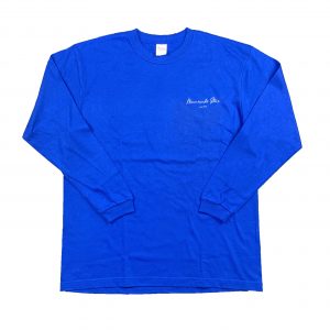mamesuke_store_script_logo_long_tshirt_blue