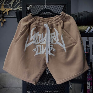 yonerone_metal_half_sweat_pants_brown